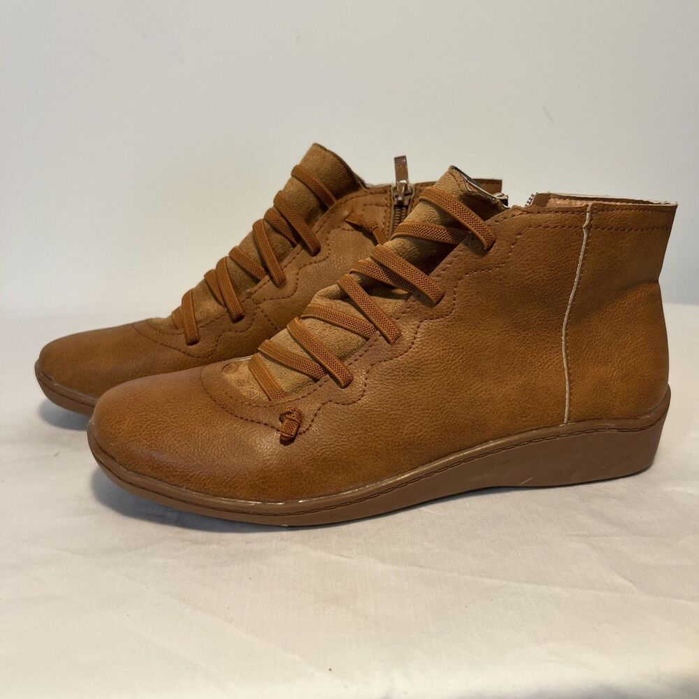 Women's Boots Wedge Flat Zip Ankle Boots Ladies Short Boots Size 8